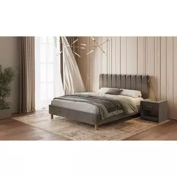 Кровать «Алькасар» с ПМ, 160200 см, ЭКОкаркас дерево, ящик, ножки 13 см, велюр велутто 36