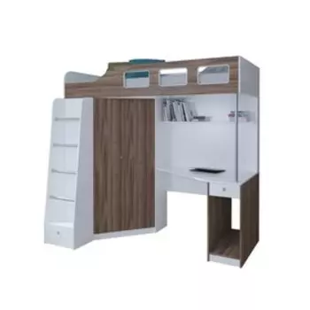 Кровать-чердак «Астра 7», цвет белый / орех