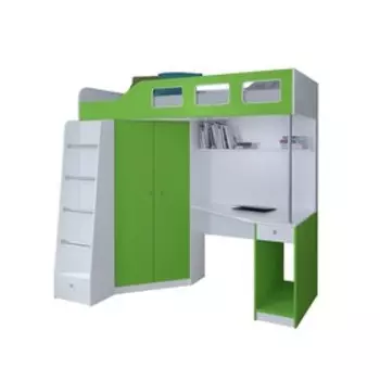 Кровать-чердак «Астра 7», цвет белый / салатовый