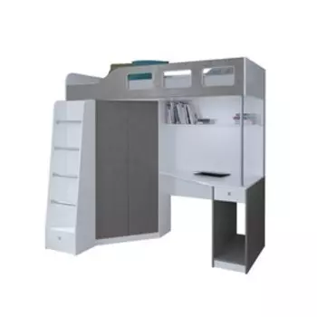 Кровать-чердак «Астра 7», цвет белый / железный камень