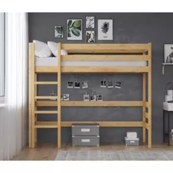 Кровать-чердак «К1», 80 190 см, массив сосны, без покрытия