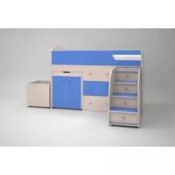 Кровать-чердак Ярофф Малыш 700x1600 дуб молочный голубой