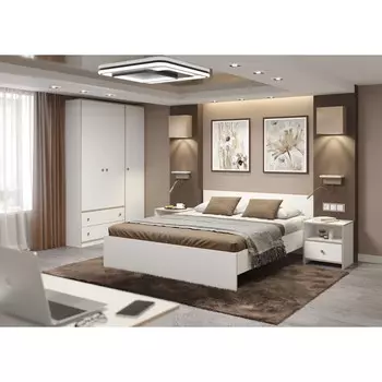 Кровать «Дакота» 68.12, 12002000 мм, бескаркасное основание, белый / кромка дуб сонома