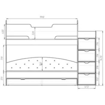 Кровать детская двухъярусная «Юниор 13», 8001900 мм, цвет белый/графит