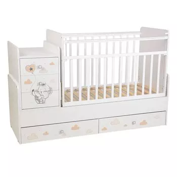 Кровать детская Фея 1100 «Слоник», цвет белый