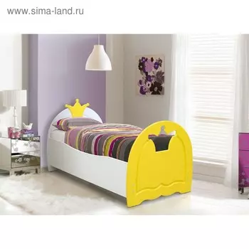 Кровать детская «Корона», 800х1600 мм, цвет белый/жёлтый