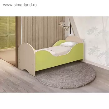 Кровать детская «Малышка №7», 1400х600 мм, лдсп, цвет дуб молочный / лайм