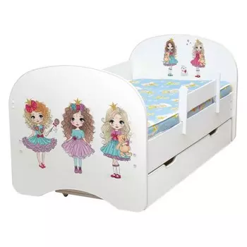 Кровать детская «Модницы», с фотопечатью, с бортиком, 1 ящик, 8001600 мм, цвет белый