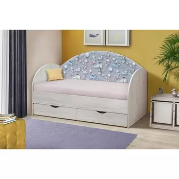 Кровать детская с мягкой спинкой «Софа №11», 800 1900 мм, цвет дуб крафт белый / шарики