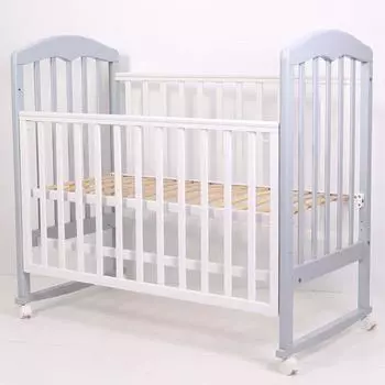 Кровать детская «Сильвия-2» , 120х60 см, колесо, качалка, цвет серый/белый