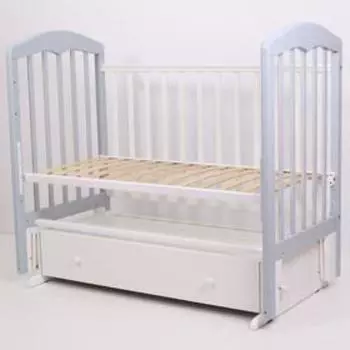 Кровать детская «Сильвия-7» , 120х60 см, универсальный маятник, ящик, цвет серый/белый
