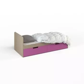 Кровать ДМ-К1-4-3, 1652 × 756 × 602 мм, 2 ящика, ясень шимо, фуксия