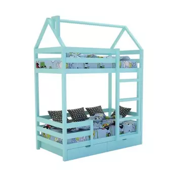 Кровать-домик Skandi, детская, двухъярусная, цвет салатовый