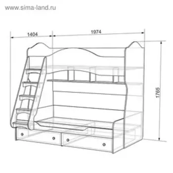 Кровать двухъярусная "Алиса", белый, крем