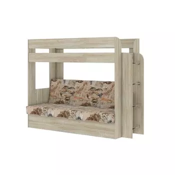 Кровать двухъярусная «Карамель 75», с диваном, 21268341674 мм, цвет дуб сонома/саванна