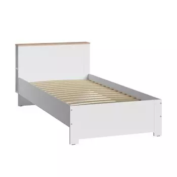 Кровать односпальная «Джастин 11.54», 2081942753 мм, цвет белый шагрень/дуб белый