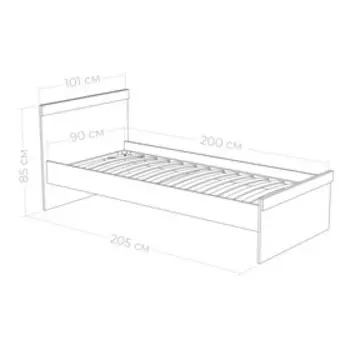 Кровать Юниор без ящиков 2052х1010х850 Белая аляска/Графит