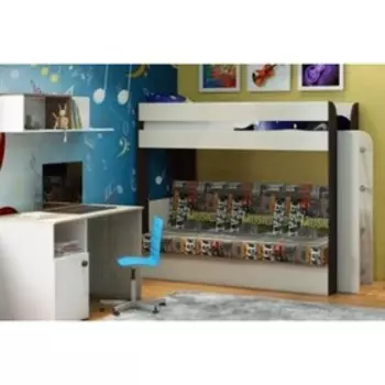 Кровать Карамель 75, 2126х834х1674, сосна карелия/венге магия/музыка