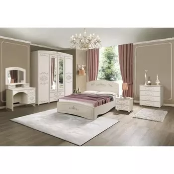 Кровать «Каролина», 16002000 мм, без основания, патина, цвет вудлайн кремовый