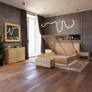 Кровать «Космопорт New» с ПМ, 1600 × 2000 мм, ЭКО деревянный каркас, 1 ящик, цвет бежевый