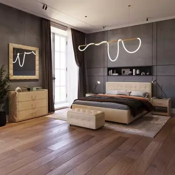 Кровать «Космопорт New» с ПМ, 1800 × 2000 мм, ЭКО деревянный каркас, 1 ящик, цвет бежевый