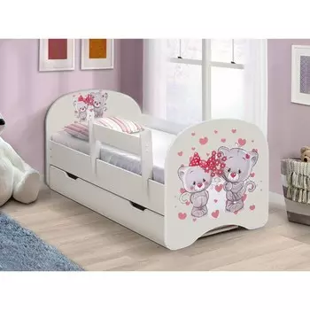 Кровать "Котята" 800*1600 с ящиками белая