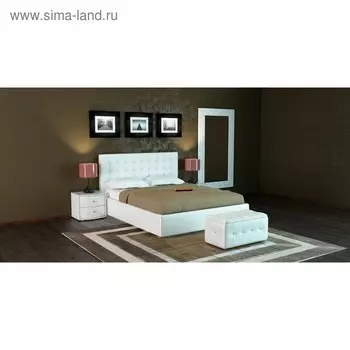 Кровать «Ла Скала» без ПМ, 140 х 200 см, встроенное основание, экокожа, цвет белый