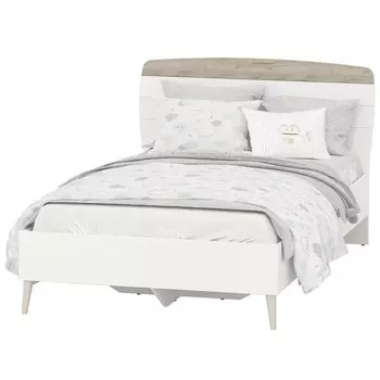 Кровать «Лайн», 12002000 мм, встроенное основание, цвет белый / дуб крафт серый