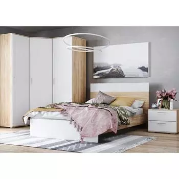 Кровать ЛАЙТ 1200х2000 Белый/корпус Дуб Сонома