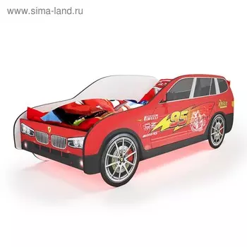 Кровать машина «Джип красный», подсветка дна