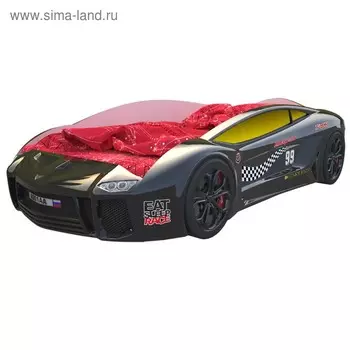 Кровать машина «Ламба Next чёрная 2», подсветка дна и фар