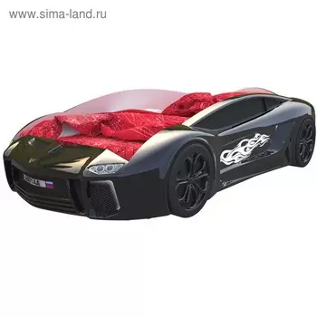 Кровать машина «Ламба Next чёрная», подсветка дна и фар