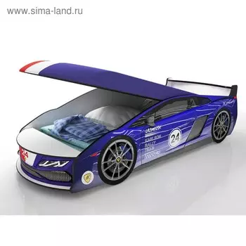 Кровать машина «Ламба синяя», матрас, без подсветки