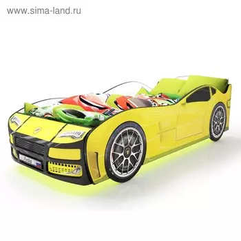 Кровать машина «Турбо», цвет жёлтый, подсветка дна