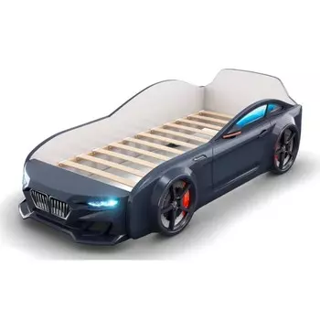 Кровать-машинка Dynamic чёрная, фары