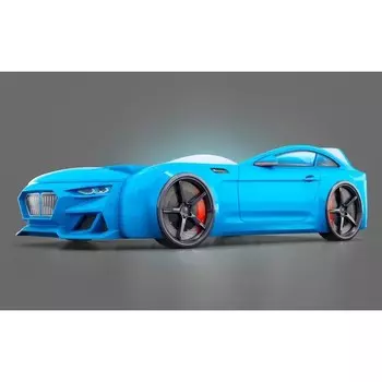 Кровать-машинка Dynamic голубая, фары