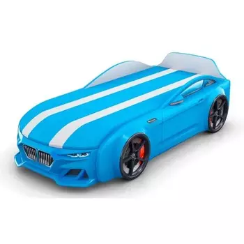 Кровать-машинка Dynamic-M голубая, ящик