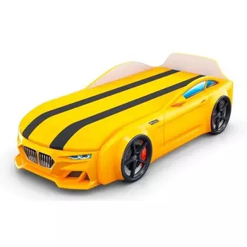 Кровать-машинка Dynamic-M жёлтая, ящик