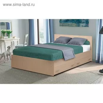 Кровать на уголках №4 с ящиками, 1200х2000 мм, цвет молочный дуб