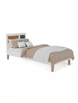 Кровать односпальная Story «Коты и овалы», на ножках, 9352035927 мм, цвет белый/дуб вотан/тёмно – серый