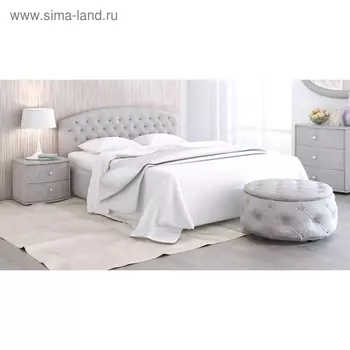 Кровать «Пальмира» без ПМ, 140 × 200 см, встроенное основание, рогожка, цвет серый