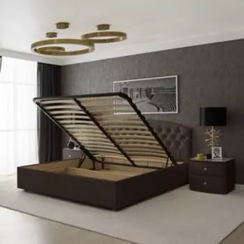 Кровать «Пальмира» с ПМ, 160200 см, экокожа, цвет горький шоколад