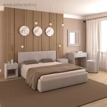 Кровать «Пантеон» без ПМ, 160200 см, премиум рогожка, цвет дымчатый кварц