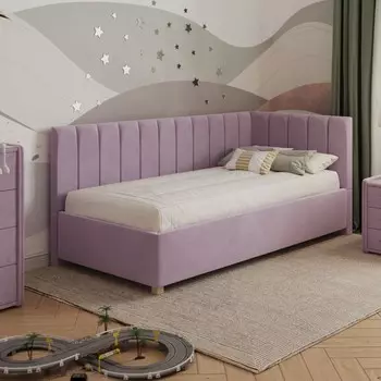 Кровать «Помпиду» без ПМ, 120190 см, премиум велюр, цвет бутоны вишни