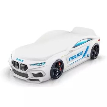 Кровать Romeo «Полиция белая», фары, ящик, матрас