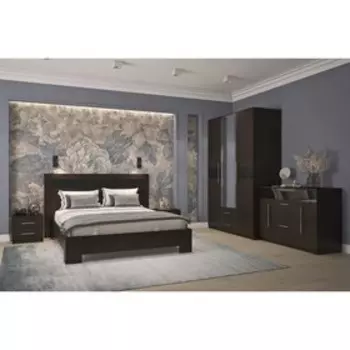 Кровать «Роксана», 1600 2000 мм, стекло, без основания, цвет дуб венге