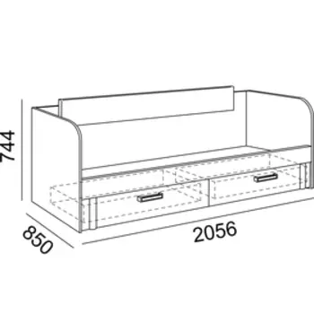 Кровать с ящиком Walker, 850х2056х744, Ясень шимо светлый/Белый