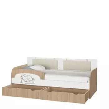 Кровать-тахта «Кот 900.4», 2000 х 900 мм, без подушек и бортика, цвет туя светлая / белый