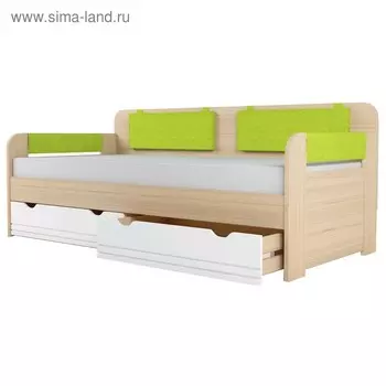 Кровать-тахта с подушками «Стиль 900.4», 2000 900 мм, цвет туя светлая / лайм