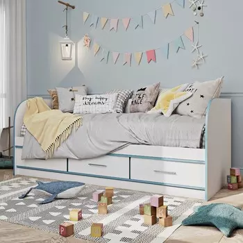 Кровать-тахта с ящиками «Лада 2», 8002000 мм, цвет белый / кромка голубая